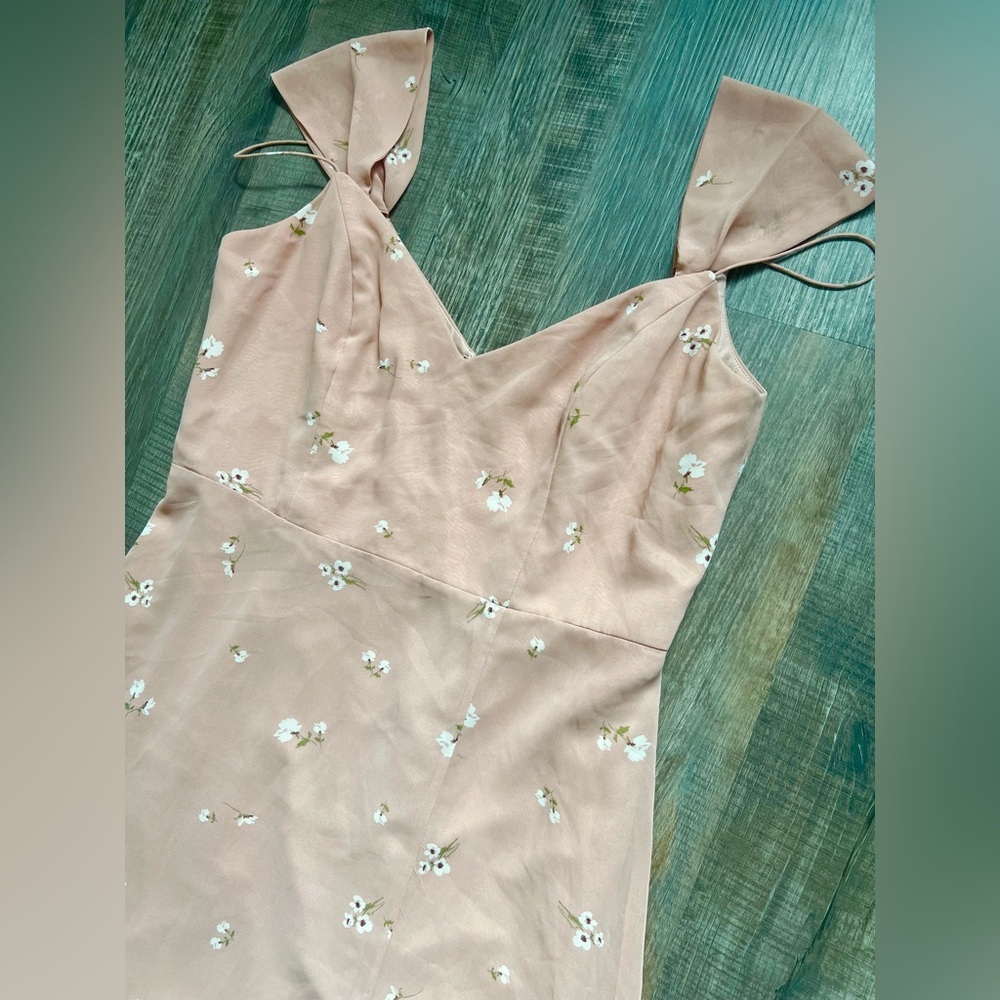 Jenny Yoo Priya Cold Shoulder Floral Chiffon Evening Dress 16 Blush Mauve Pink - Picture 7 of 11